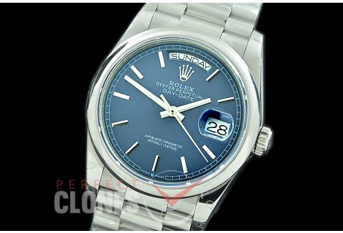 R36DDS-154 BP 128239 2019 DayDate SS/SS Smooth/President Blue Sticks A-2836