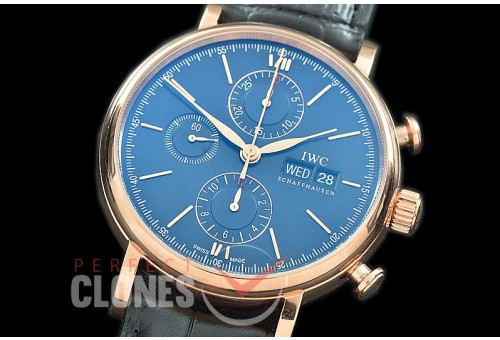 0 0 0 IWPT-113 IW391035 Portofino Chronograph Classic RG/LE Blue/ R-Gold A-7750 