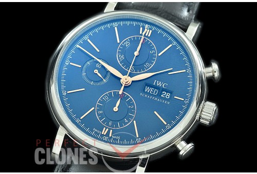 0 0 0 IWPT-106 IW391036 Portofino Chronograph Classic SS/LE Blue/ R-Gold A-7750 