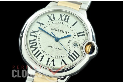0 0 0 0 0 CARBA-42-311S V9F18K Wrapped Ballon de Cartier Men 42 SS/YG/SS White M-9015 Mod to Calibre 1847