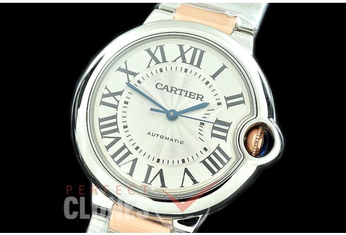 0 0 0 0 0 CARBA-36-316S V9F18K Wrapped Ballon de Cartier Midsize 36 SS/RG/SS White Seiko NH05 