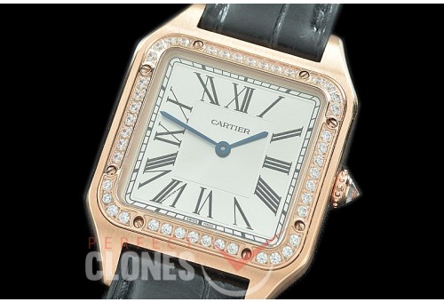 CAR-SD-261D F1-F 2019 Santos-Dumont Men RG/LE White Swiss Quartz 