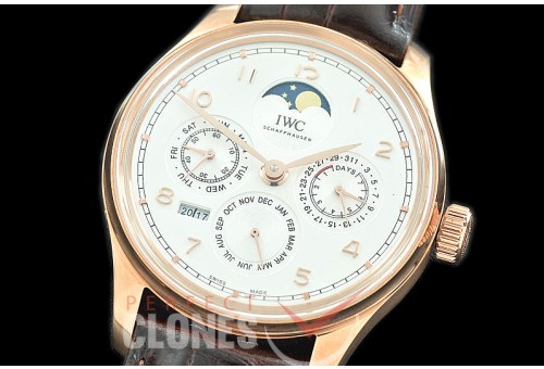 0 0 0 IWPPC-106 V9F Portugese Perpetual Calender IW503302 RG/LE White Asian Custom Movt 