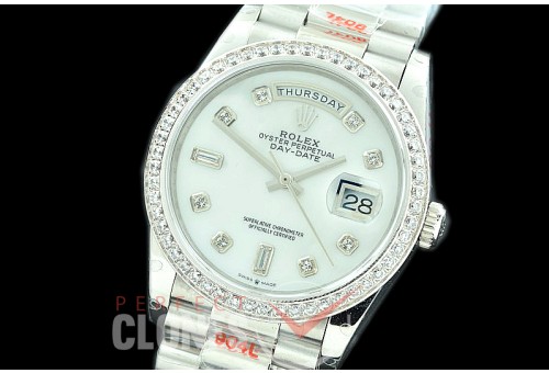 R36DDS-017D GMF 128349RBR 2019 DayDate SS/SS Fluted/President MOP White Diamonds A-2836
