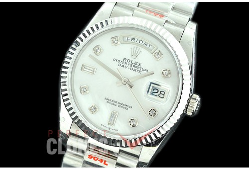 R36DDS-017 GMF 128239 2019 DayDate SS/SS Fluted/President MOP White Diamonds A-2836
