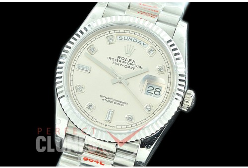 R36DDS-011 GMF 128239 2019 DayDate SS/SS Fluted/President Silver Diamonds A-2836