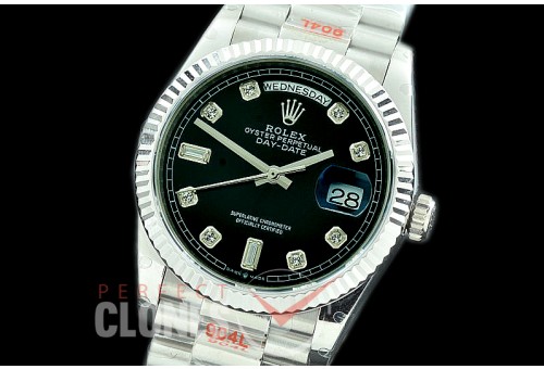 R36DDS-012 GMF 128239 2019 DayDate SS/SS Fluted/President Black Diamonds A-2836