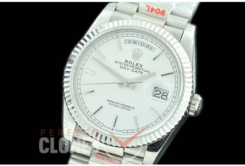 R36DDS-000 GMF 128239 2019 DayDate SS/SS Fluted/President White Sticks A-2836