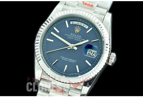 R36DDS-004 GMF 128239 2019 DayDate SS/SS Fluted/President Blue Sticks A-2836