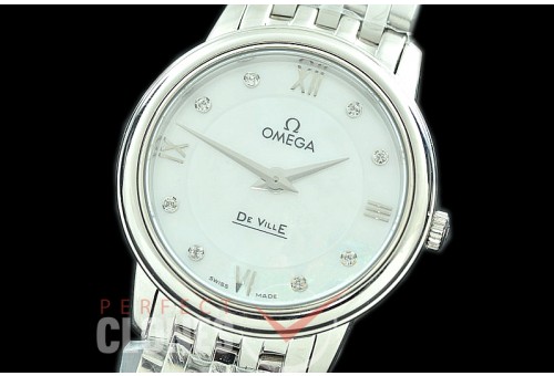 0 OMPRE-011 ZF Deville Prestige Ladies 27.4mm SS/SS White Roman/Diamonds Swiss Qtz