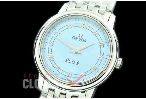 0 OMPRE-055 ZF Deville Prestige Ladies 27.4mm SS/SS Ice Blue Roman/Diamonds Swiss Qtz