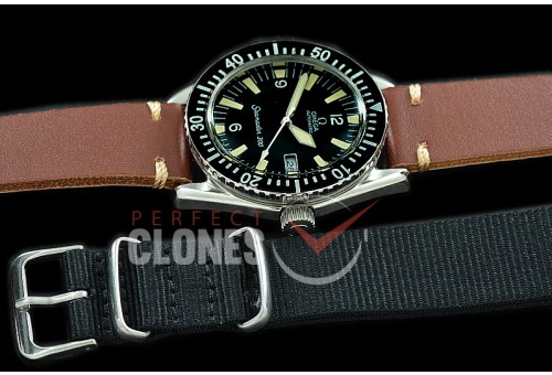 0 0 OMSEV00106 ANF Vintage Seamaster 300M Date SS/LE Black A-2836 - Free Nato Strap Bundle 