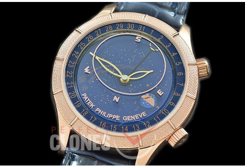 0 0 0 PPSM-6102-106 V9F 6102R Sky Moon Celestial Automatic RG/LE Blue Asian Customized