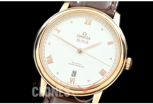 0 OMPRE-096L TWF Deville Prestige 38.5mm RG/LE White Roman Jap Miyota 9015