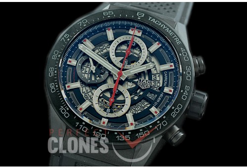 0 0 0 0 0 0 TGCH1-43-012R XF/VSF Carrera Heuer-01 43mm Chronograph PVD/RU Black Skeleton A-7750 