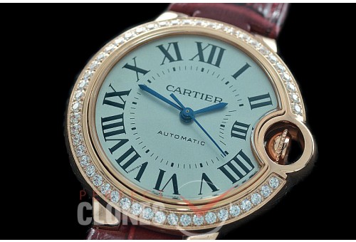 0 0 CARBA-33-231LD1 V6F Ballon de Cartier Midsize 33 RG/LE White Miyota NL05 Mod to Cali 076