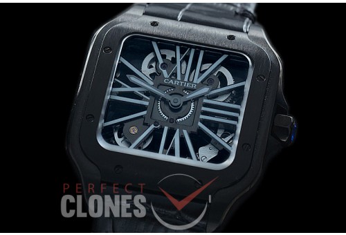 CARS-SK-104 TWF Cartier De Santos Skeleton DLC/LE Skeleton Asian Clone MC 9611 H/W