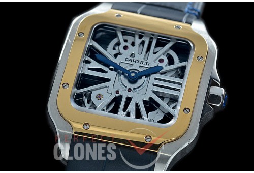 CARS-SK-102 TWF Cartier De Santos Skeleton SS/YG/LE Skeleton Asian Clone MC 9611 H/W