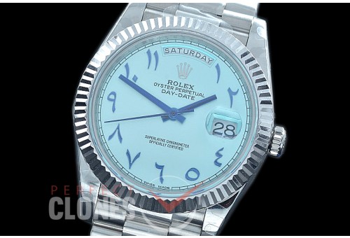 R40DDS00407 228239 SS/SS Fluted Bez Ice Blue Arabic Special Edition A-2836