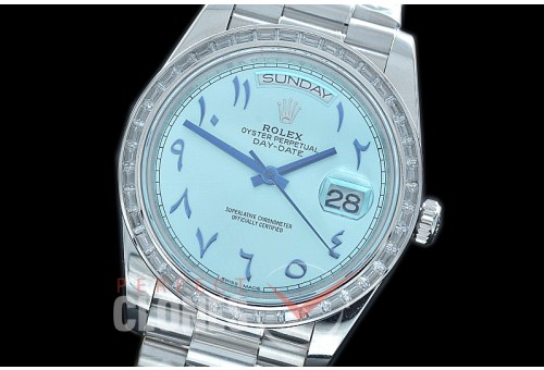 R40DDS00407D1 228206 SS/SS Sq Cut Diam Bez Ice Blue Arabic Special Edition A-2836