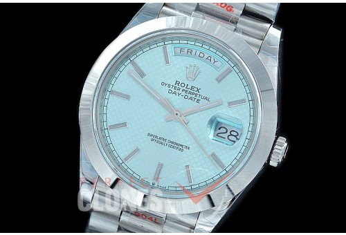 R40DDS00263 GMF Daydate 40mm 228206 904 Steel SS/SS Smooth Bez Ice Blue Sticks Diagonal A-2836