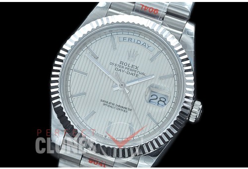 R40DDS00201 GMF Daydate 40mm 228239 904 Steel SS/SS Fluted Bez Silver Sticks Stripe A-2836