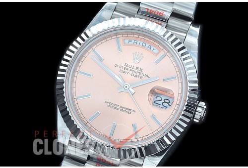 R40DDS00209 GMF Daydate 40mm 228239 904 Steel SS/SS Fluted Bez Rose Pink Sticks A-2836
