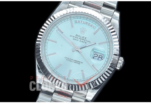 R40DDS00208 GMF Daydate 40mm 228239 904 Steel SS/SS Fluted Bez Ice Blue Sticks A-2836