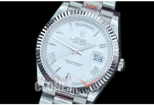 R40DDS00226 GMF Daydate 40mm 228239 904 Steel SS/SS Fluted Bez White Roman A-2836