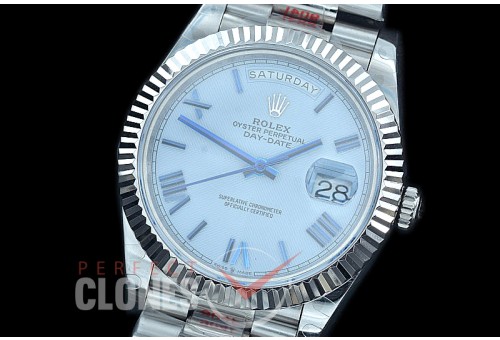 R40DDS00223 GMF Daydate 40mm 228239 904 Steel SS/SS Fluted Bez Ice Blue Quadrant Roman A-2836