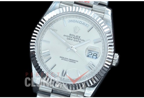 R40DDS00221 GMF Daydate 40mm 228239 904 Steel SS/SS Fluted Bez Off White Quadrant Roman A-2836