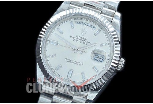 R40DDS00236 GMF Daydate 40mm 228239 904 Steel SS/SS Fluted Bez Silver Glazier Diamonds A-2836