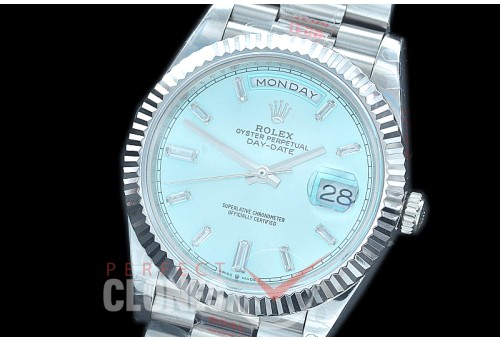 R40DDS00238 GMF Daydate 40mm 228239 904 Steel SS/SS Fluted Bez Ice Blue Diamonds A-2836