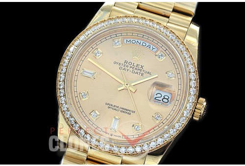 R36DDF-3255-215D BP 128348RBR 2019 DayDate YG/YG Fluted/President Gold Diamonds SA 3255