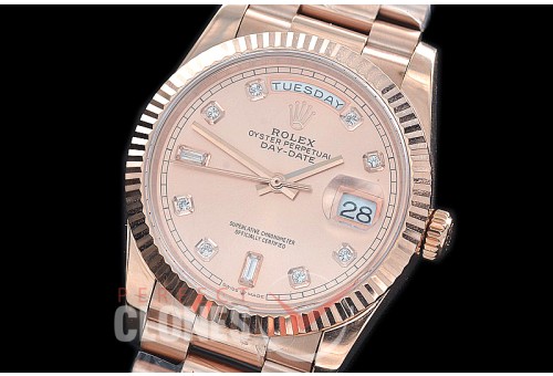 R36DDR-3255-215 BP 128235 2019 DayDate RG/RG Fluted/President Rose Gold Diamonds SA 3255