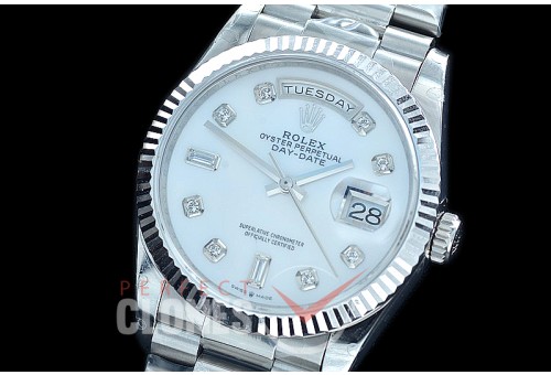 R36DDS-3255-217 BP 128239 2019 DayDate SS/SS Fluted/President MOP White Diamonds SA 3255