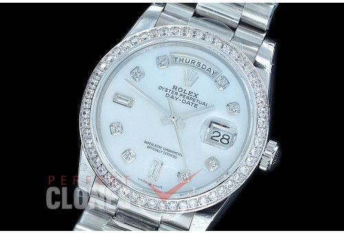 R36DDS-3255-217D BP 128349RBR 2019 DayDate SS/SS Fluted/President MOP White Diamonds SA 3255