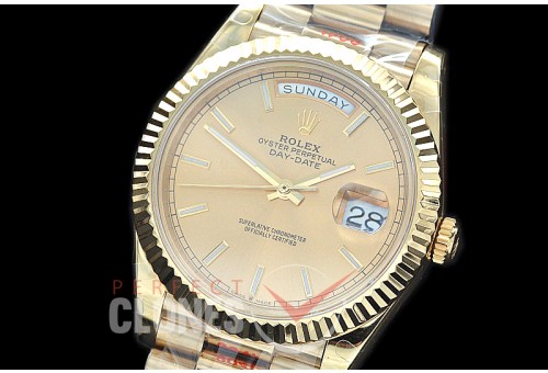 R40DDF00205 GMF Daydate 40mm 228238 904 Steel YG/YG Fluted Bez Champagne Gold Sticks A-2836