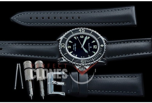0 BP00008N1 ZF 50 Fathoms SS/NY Black Asian 2824 - Free Nylon Strap + Buckle / Toolkit / Springbars
