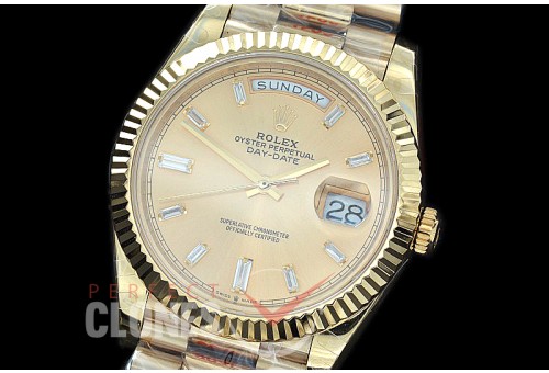 R40DDF00238 GMF Daydate 40mm 228238 904 Steel YG/YG Fluted Bez Gold Glazier Diamonds A-2836