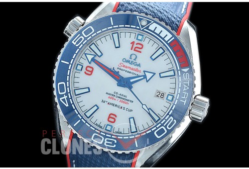 0 OMCPO435-036R XF/VSF 36th Auckland America's Cup Seamaster Planet Ocean 43.5mm White SS/RU VS 8900 Superclone 