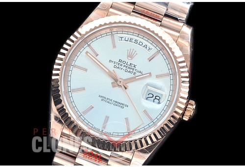R40DDR00206 GMF Daydate 40mm 228235 904 Steel RG/RG Fluted Bez Silver Sticks A-2836