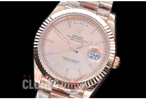 R40DDR00209 GMF Daydate 40mm 228235 904 Steel RG/RG Fluted Bez Rose Gold Sticks A-2836