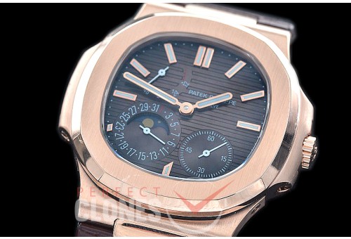 PP-5712-113 PF Nautilus 5712 Date/Moon Phase Power Reserve RG/LE Brown Asian Customized Calibre 320