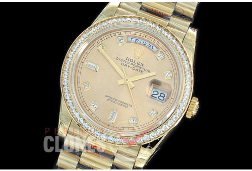 R36DDF-015D GMF 128348RBR 2019 DayDate YG/YG Fluted/President Champagne Gold Diamonds A-2836