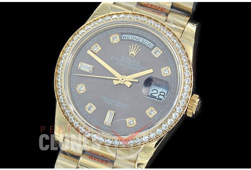 R36DDF-013D GMF 128348RBR 2019 DayDate YG/YG Fluted/President Dark Rhodium Grey Diamonds A-2836