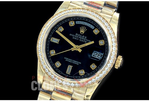 R36DDF-012D GMF 128348RBR 2019 DayDate YG/YG Fluted/President Black Diamonds A-2836