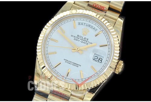 R36DDF-002 GMF 128238 2019 DayDate YG/YG Fluted/President White Sticks A-2836