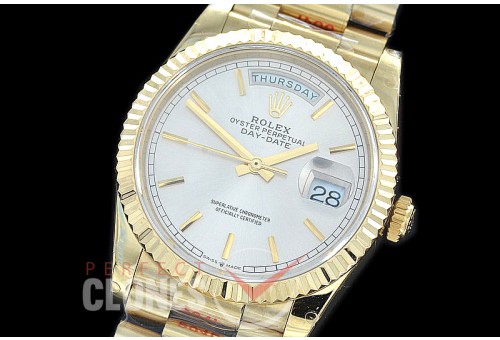 R36DDF-001 GMF 128238 2019 DayDate YG/YG Fluted/President Silver Sticks A-2836