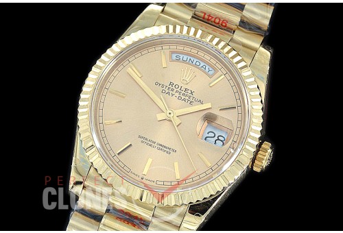 R36DDF-006 GMF 128238 2019 DayDate YG/YG Fluted/President Champagne Gold Sticks A-2836